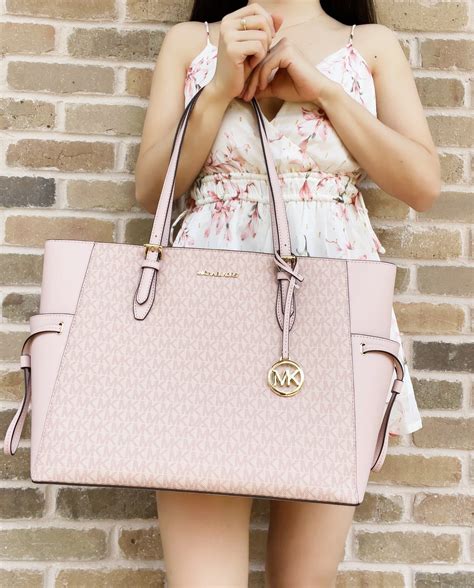 white and pink michael kors bag|michael kors large pink tote.